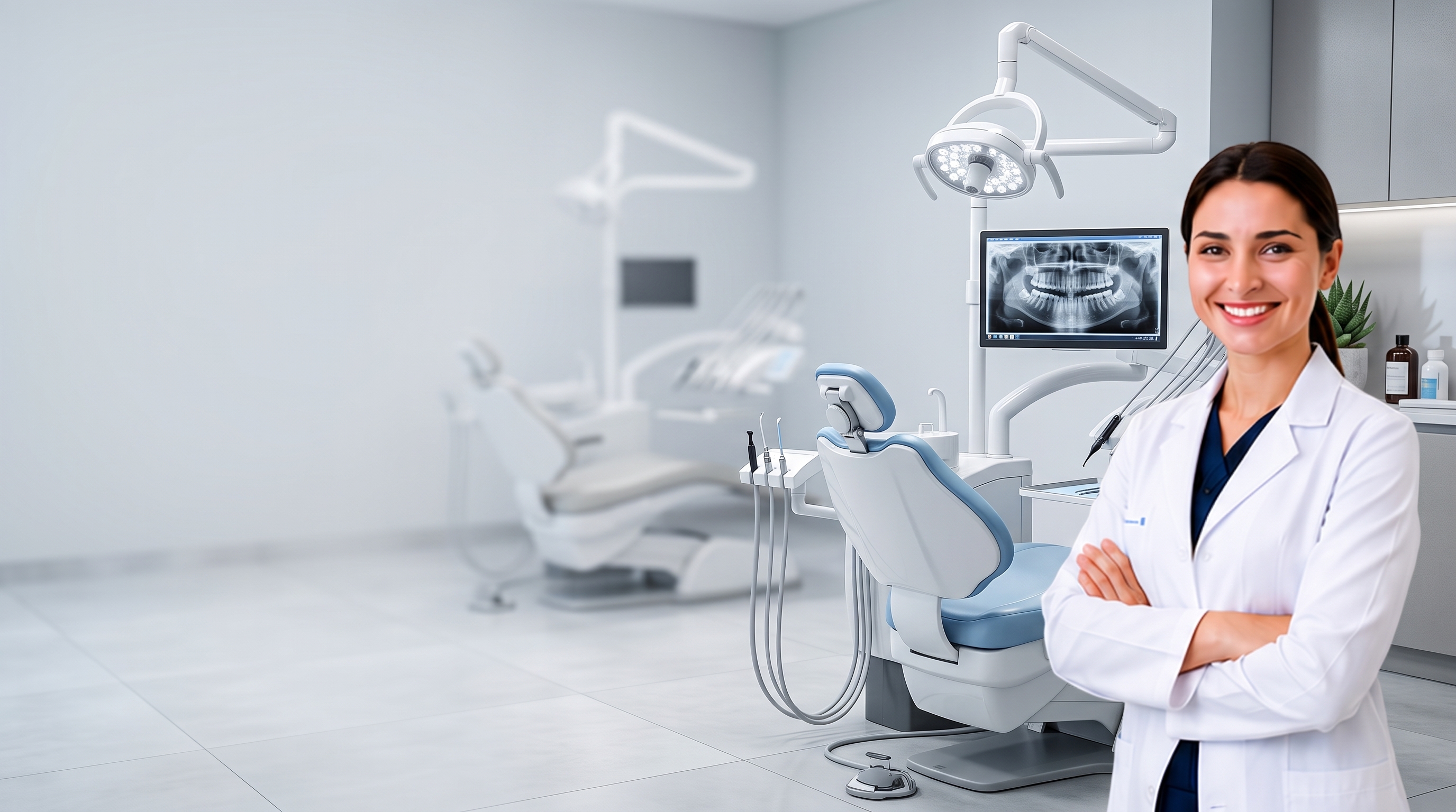 Dentista atendendo paciente no consultório