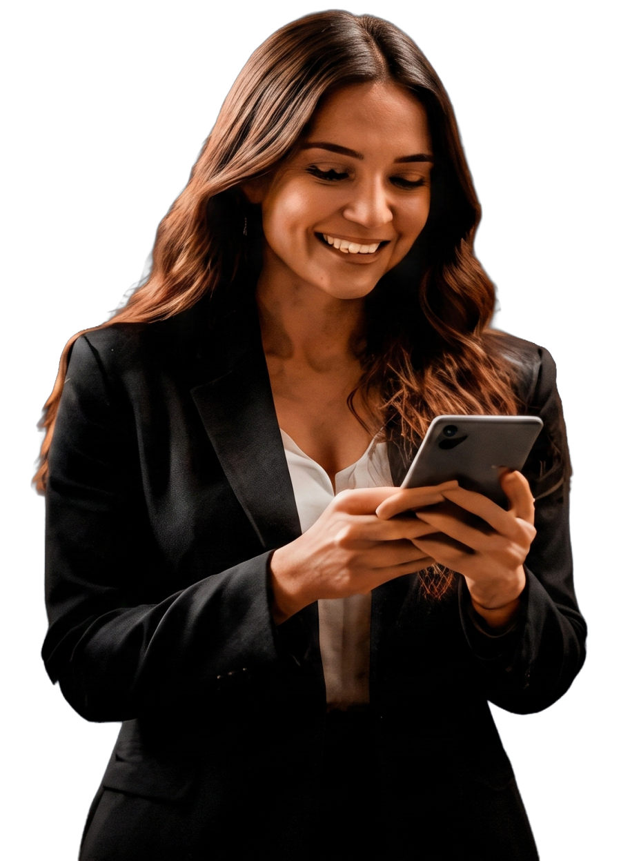 Empreendedora acompanhando a transformação da empresa pelo celular